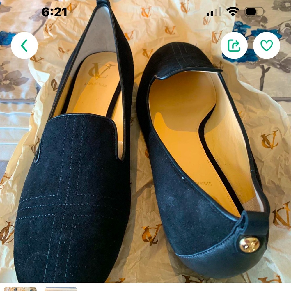 New flat shoes black kidsuede  size 10M CV signature